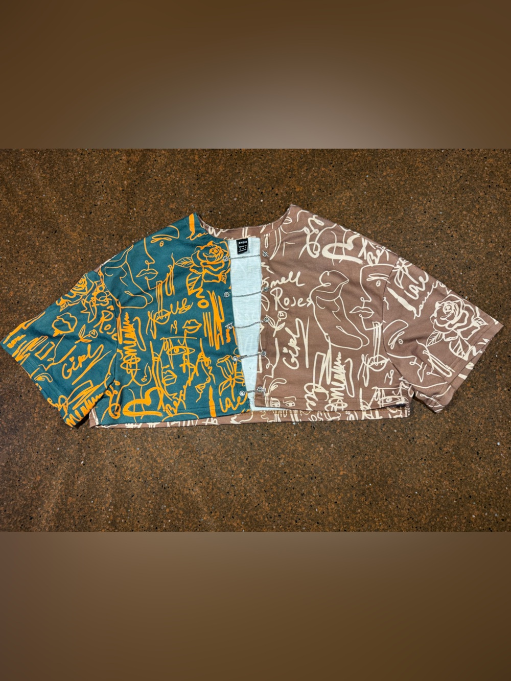 Two-Tone Graphic Shorts - Teal & Brown